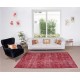 Mid-Century Handmade Turkish Area Rug Over-Dyed in Red for Modern Home & Office