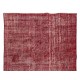 Mid-Century Handmade Turkish Area Rug Over-Dyed in Red for Modern Home & Office