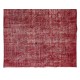 Handmade Turkish Area Rug Over-Dyed in Red for Modern Home and Office