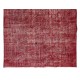 Mid-Century Handmade Turkish Area Rug Over-Dyed in Red for Modern Home & Office