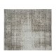 Distressed 1950s Handmade Anatolian Area Rug Over-Dyed in Gray