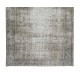 Distressed 1950s Handmade Anatolian Area Rug Over-Dyed in Gray