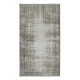 Distressed 1950s Handmade Anatolian Area Rug Over-Dyed in Gray