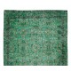 Vintage Hand Knotted Turkish Rug Over-Dyed in Green for Contemporary Home & Office