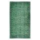 Vintage Hand Knotted Turkish Rug Over-Dyed in Green for Contemporary Home & Office