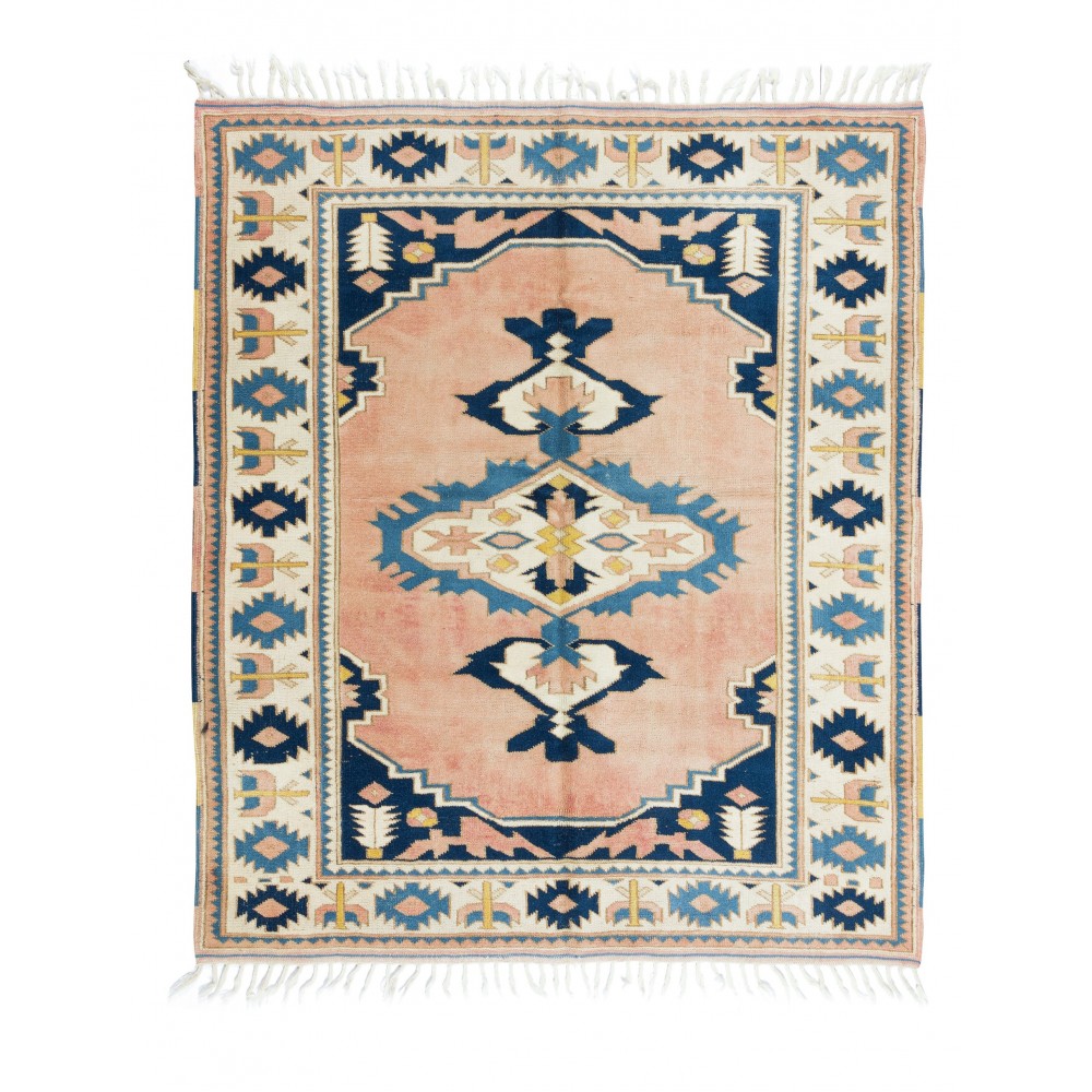Contemporary Handmade Turkish Area Rug. 100% Wool, Natural Dyes, Modern Geometric Design Carpet
