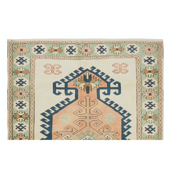 Hand Knotted 1960s Turkish Village Rug with Geometric Medallion Design Hand Knotted 1960s Turkish Village Rug with Geometric Medallion Design