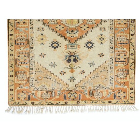 Authentic Mid-Century Handmade Anatolian Rug with Geometric Medallion Design Authentic Mid-Century Handmade Anatolian Rug with Geometric Medallion Design