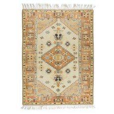Authentic Handmade Anatolian Rug with Geometric Medallion Design, 100% Wool