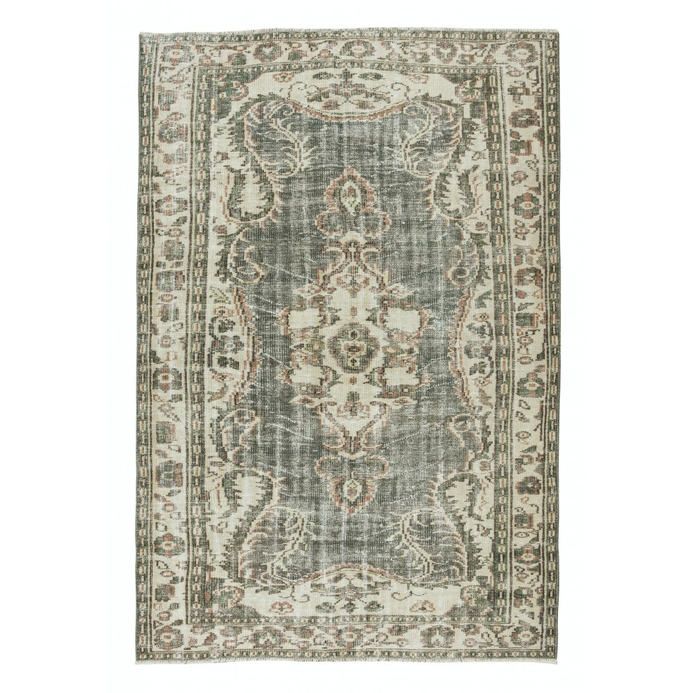Hand Knotted Turkish Oushak Rug, Vintage Wool Carpet