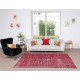 Handmade Turkish Area Rug Over-Dyed in Red for Modern Home & Office