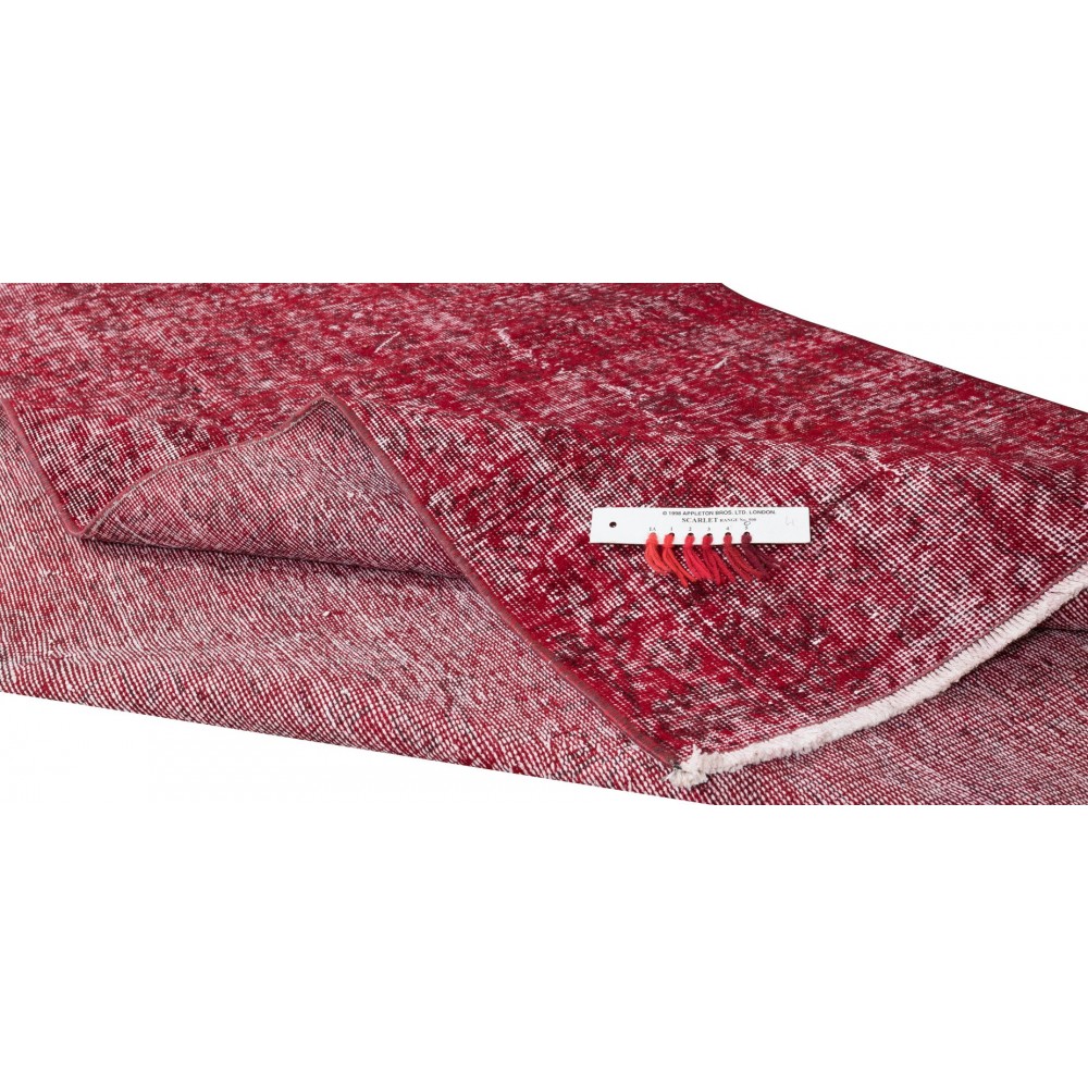 Handmade Turkish Area Rug Over-Dyed in Red for Modern Home & Office