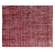Handmade Turkish Area Rug Over-Dyed in Red for Modern Home & Office