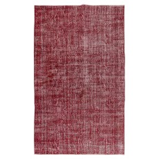 Handmade Turkish Area Rug Over-Dyed in Red for Modern Home & Office
