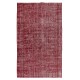 Handmade Turkish Area Rug Over-Dyed in Red for Modern Home & Office