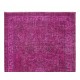 Handmade Mid-Century Turkish Area Rug Over-Dyed in Pink for Modern Home & Office