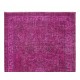 Handmade Turkish Area Rug Over-Dyed in Pink for Modern Home & Office
