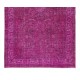 Handmade Turkish Area Rug Over-Dyed in Pink for Modern Home & Office