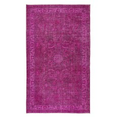Handmade Turkish Area Rug Over-Dyed in Pink for Modern Home & Office