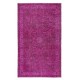 Handmade Turkish Area Rug Over-Dyed in Pink for Modern Home & Office