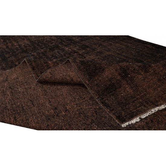 Hand Knotted Vintage Turkish Wool Rug Over-Dyed in Brown 4 Modern Interiors Hand Knotted Vintage Turkish Wool Rug Over-Dyed in Brown 4 Modern Interiors