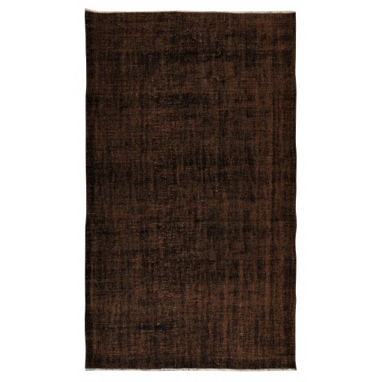 Hand Knotted Vintage Turkish Wool Rug Over-Dyed in Brown 4 Modern Interiors Hand Knotted Vintage Turkish Wool Rug Over-Dyed in Brown 4 Modern Interiors