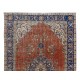 Traditional Vintage Hand Knotted Anatolian Wool Area Rug with Medallion Design