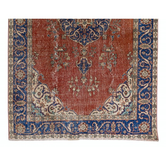 Traditional Vintage Hand Knotted Anatolian Wool Area Rug with Medallion Design