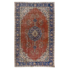 Traditional Vintage Hand Knotted Anatolian Wool Area Rug with Medallion Design