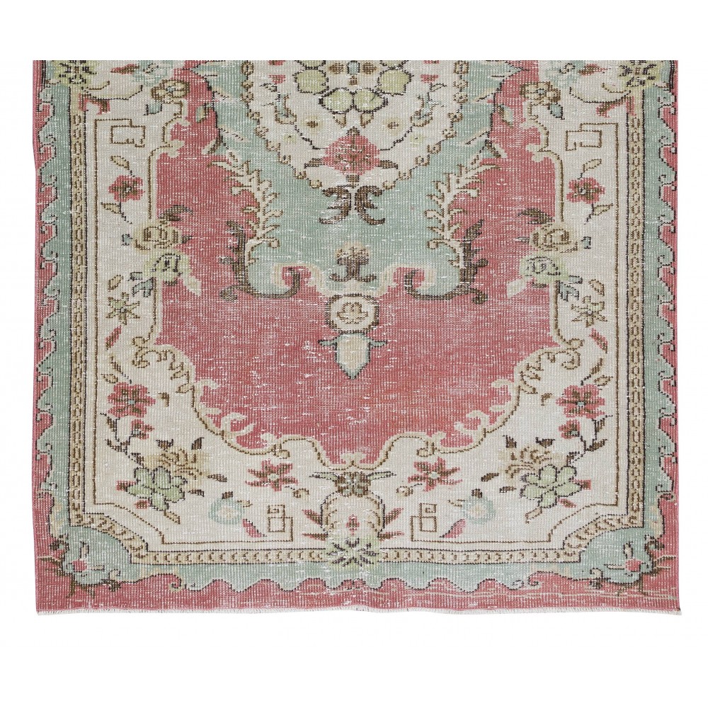 Traditional Vintage Hand Knotted Anatolian Wool Area Rug with Medallion Design