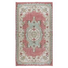 Traditional Vintage Hand Knotted Anatolian Wool Area Rug with Medallion Design