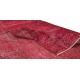 Solid Handmade Turkish Area Rug Over-Dyed in Red for Modern Home & Office