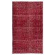 Solid Handmade Turkish Area Rug Over-Dyed in Red for Modern Home & Office