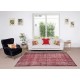 Distressed Handmade Turkish Area Rug Over-Dyed in Red for Contemporary Home & Office