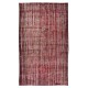 Distressed Handmade Turkish Area Rug Over-Dyed in Red for Contemporary Home & Office