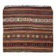 Kilim Made of Hand-spun Wool, Vintage Handmade Turkish Rug