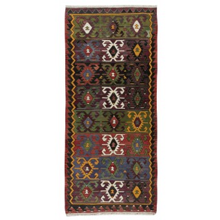 Multicolor Hand-Woven Vintage Turkish Kilim Rug