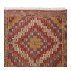 One-of-a-Kind Geometric Vintage Anatolian Jijim Kilim Rug, Hand-Woven Carpet Made of Wool