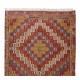 One-of-a-Kind Geometric Vintage Anatolian Jijim Kilim Rug, Hand-Woven Carpet Made of Wool