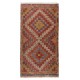 One-of-a-Kind Geometric Vintage Anatolian Jijim Kilim Rug, Hand-Woven Carpet Made of Wool