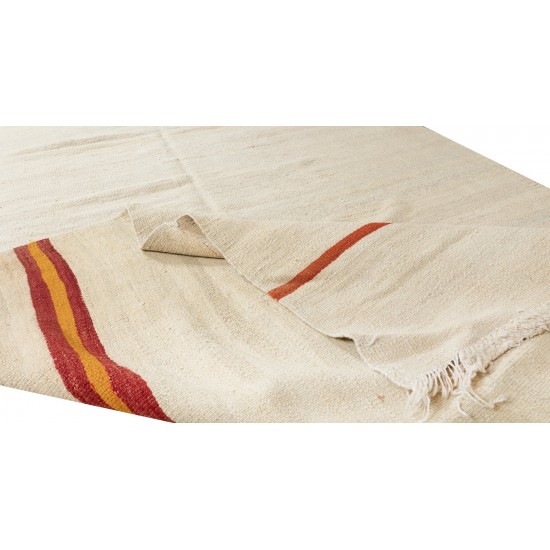 Vintage Turkish Runner Kilim Made of Natural Wool, Flat-Weave Carpet