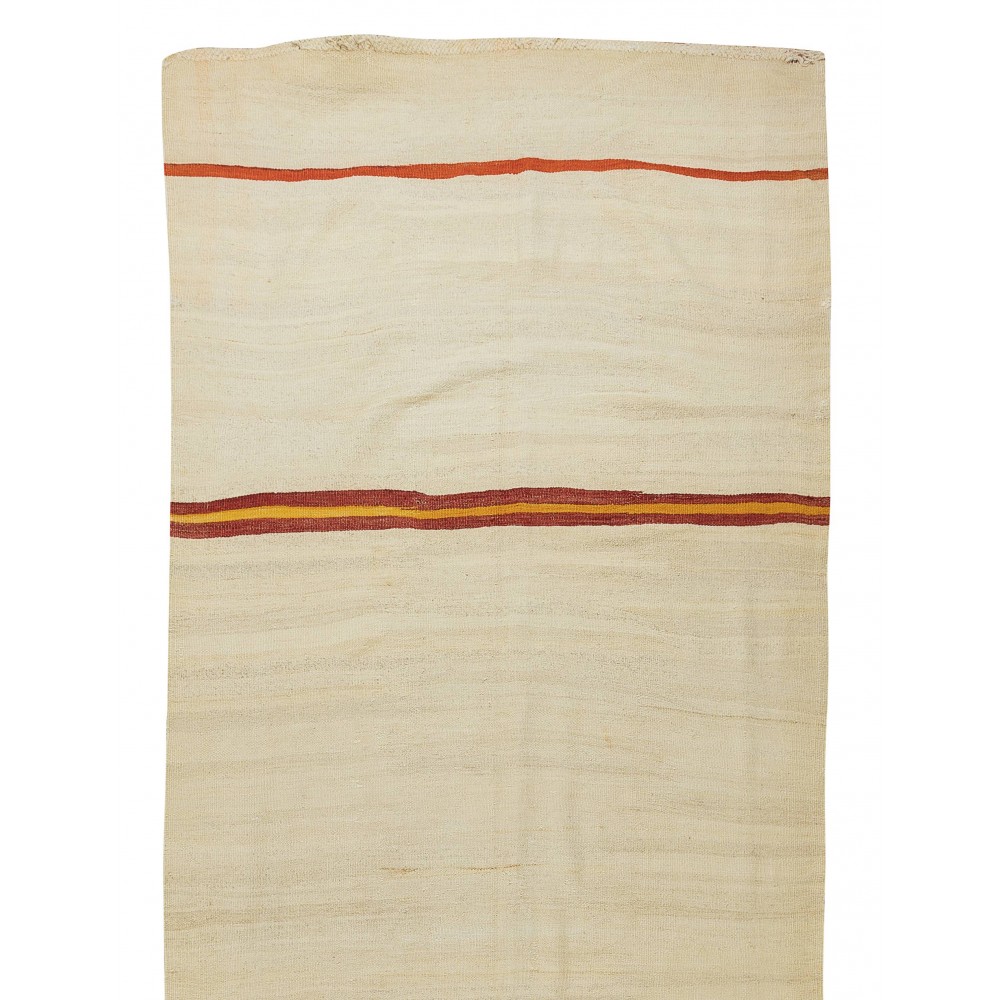 Vintage Turkish Runner Kilim Made of Natural Wool, Flat-Weave Carpet