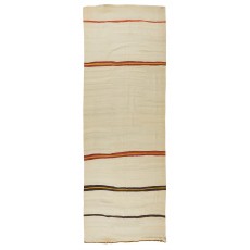 Vintage Turkish Runner Kilim Made of Natural Wool, Flat-Weave Carpet