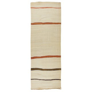 Vintage Turkish Runner Kilim Made of Natural Wool, Flat-Weave Carpet