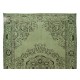 Vintage Hand Knotted Turkish Rug Over-Dyed in Light Green for Contemporary Home & Office