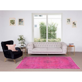 Art Deco Chinese Design Handmade Rug Over-Dyed in Pink