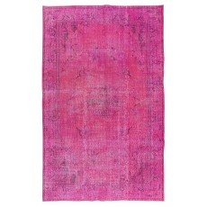 Art Deco Chinese Design Handmade Rug Over-Dyed in Pink