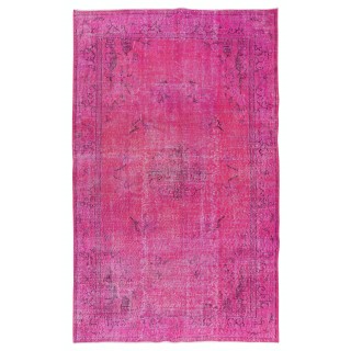 Art Deco Chinese Design Handmade Rug Over-Dyed in Pink