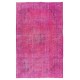 Art Deco Chinese Design Handmade Rug Over-Dyed in Pink
