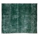 Authentic Vintage Hand Knotted Turkish Rug Over-Dyed in Green for Contemporary Home & Office
